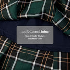 Everanne girls' woven checkered pleated skirt in dark green and yellow with dual waist YKK zipper, stylish and comfortable.