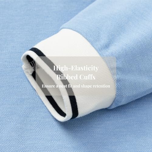 Everanne kids cotton blend long sleeve polo shirt with contrast collar in blue, featuring classic piqué fabric and comfortable fit.
