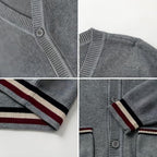 Everanne unisex cotton V-neck cardigan sweater with knit design and windproof cuffs, suitable for casual and layered wear.