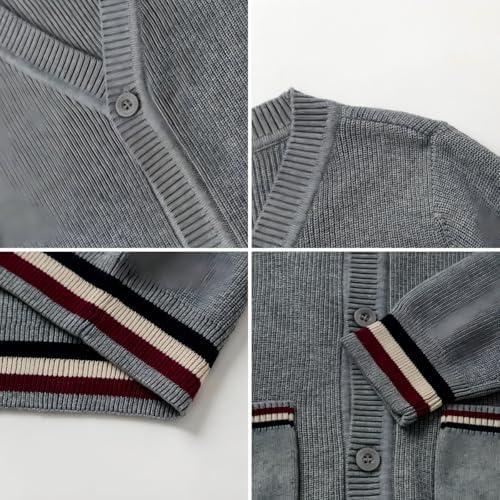 Everanne unisex cotton V-neck cardigan sweater with knit design and windproof cuffs, suitable for casual and layered wear.