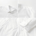 Everanne boys cotton blend long sleeve shirt with square collar and patch pocket in white, casual boys' tops.