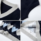 Everanne toddler girl sweater vest with heart pattern, V-neck, sleeveless knit cotton tank top for school outfits.