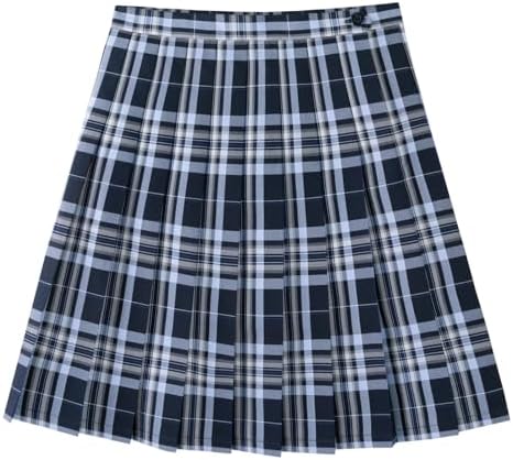Everanne girls pleated school skirt with elastic and zipper waist, cotton lining, suitable for school uniforms.