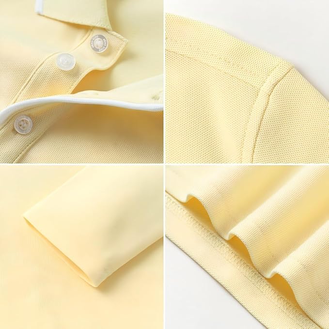 Everanne unisex long sleeve polo shirt with ribbed collar, made of cotton nylon blend, featuring a classic pique design.