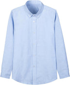 Everanne boys' 100% cotton Oxford long sleeve shirt with button-down collar, shown in a classic, stylish design.