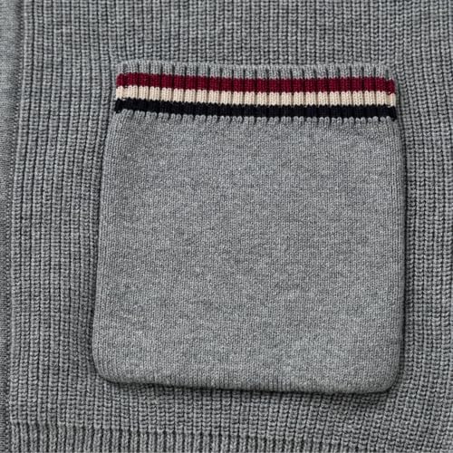Everanne unisex cotton V-neck cardigan sweater with windproof cuffs, featuring knit texture and classic design.