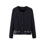 Everanne Girls Cotton Bow Cardigan Sweater with Round Collar Waist Detail