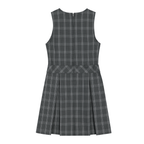 Everanne girls' grey plaid school uniform jumper dress with pleated skirt, perfect for school or casual wear.