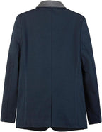 Everanne boys' fabric blazer with flat suit collar, durable stitching, rear vent, and smooth lining, suitable as a stylish top.