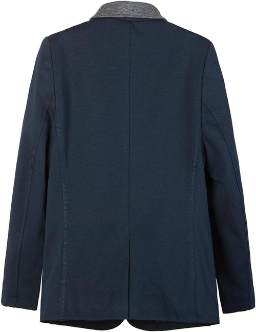 Everanne boys' fabric blazer with flat suit collar, durable stitching, rear vent, and smooth lining, suitable as a stylish top.