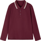 Everanne unisex cotton blend long sleeve polo shirt with ribbed collar in red, featuring a classic design and comfortable fit.
