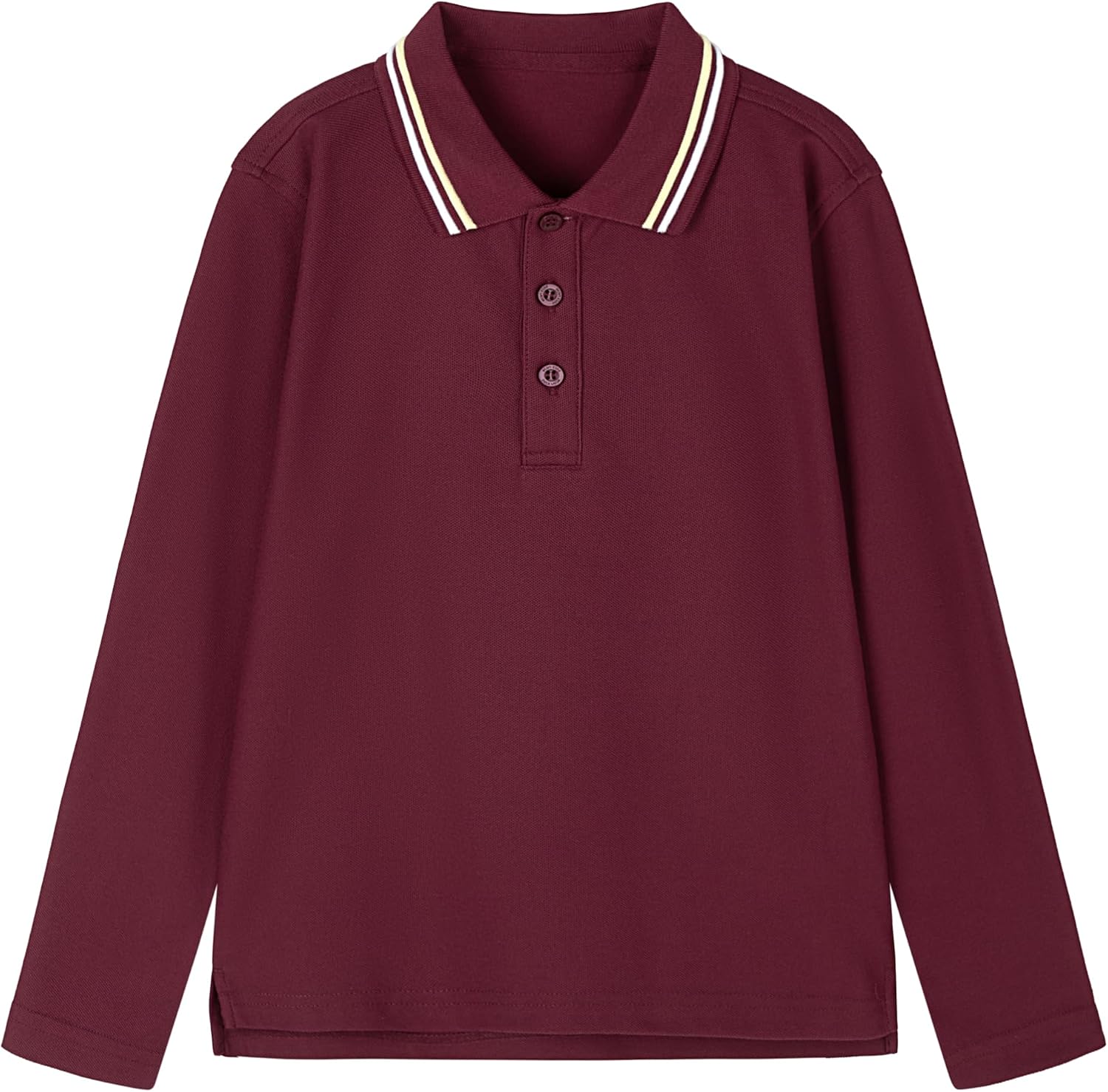 Everanne unisex cotton blend long sleeve polo shirt with ribbed collar in red, featuring a classic design and comfortable fit.