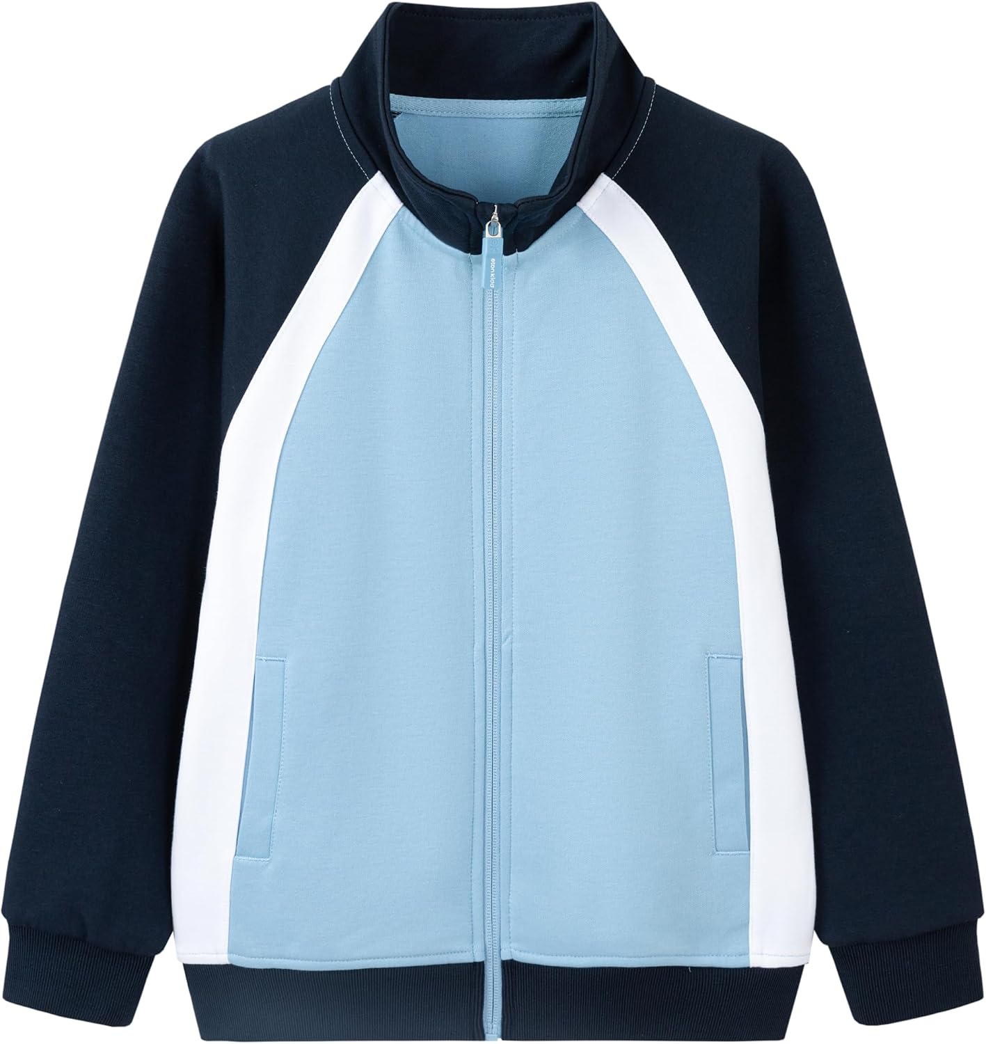 Everanne kids cotton nylon interlock sportswear jacket with stand collar, perfect for active wear and outdoor activities.