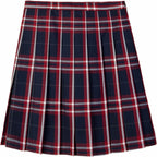 Everanne girls' woven checkered pleated skirt with dual waist YKK zipper, stylish and comfortable for school or casual wear.
