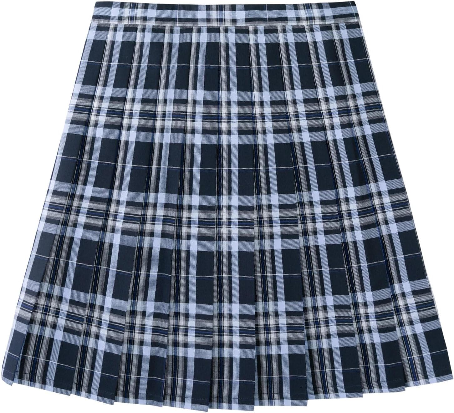 Everanne girls pleated school skirt with elastic and zipper waist, cotton lining, perfect for school uniforms and casual wear.