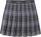 Everanne girls gray woven checkered pleated skirt with dual waist YKK zipper, stylish and comfortable for school or casual wear.