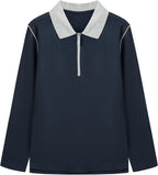 Everanne unisex long sleeve pique quarter-zip jacket with contrast collar, stylish and comfortable for casual wear.