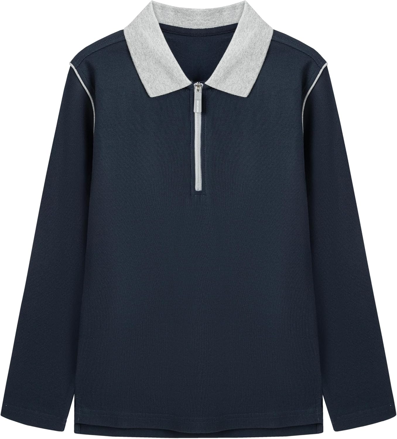 Everanne unisex long sleeve pique quarter-zip jacket with contrast collar, stylish and comfortable for casual wear.
