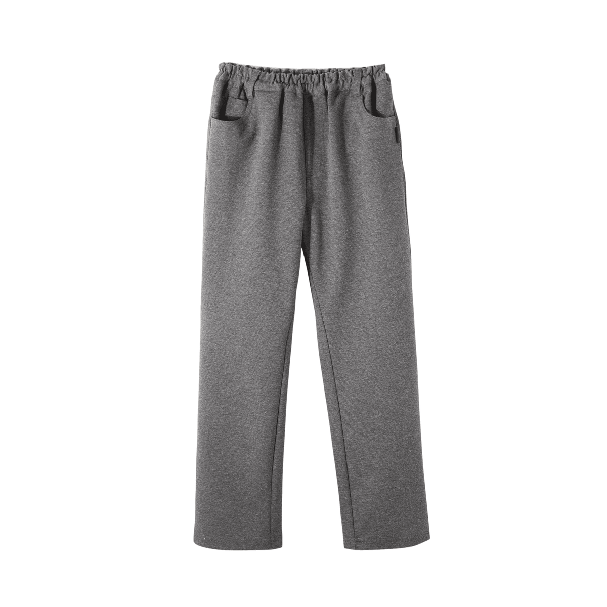 Everanne Boys Roma Knit Slim Fit Pants Dual Waist Design Elastic Waistband and Resin Button Charcoal Gray