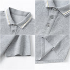 Everanne unisex kids short sleeve polo shirt in gray cotton blend piqué mesh fabric, casual and comfortable for children.