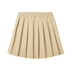 Everanne girls' pleated school uniform skirt with elastic waist, khaki color, organic lining, perfect for school attire.
