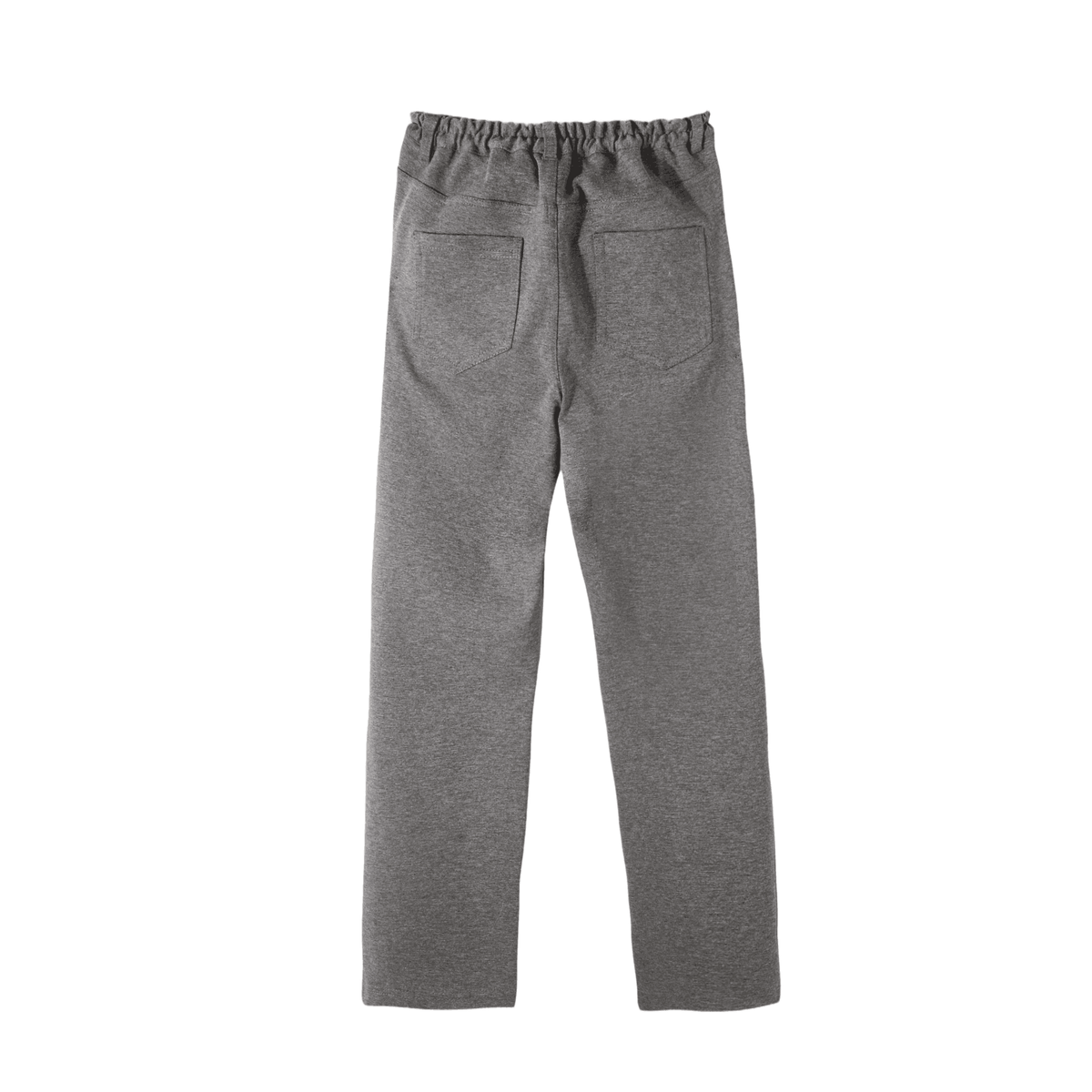 Everanne Boys Roma Knit Slim Fit Pants Dual Waist Design Elastic Waistband and Resin Button Charcoal Gray