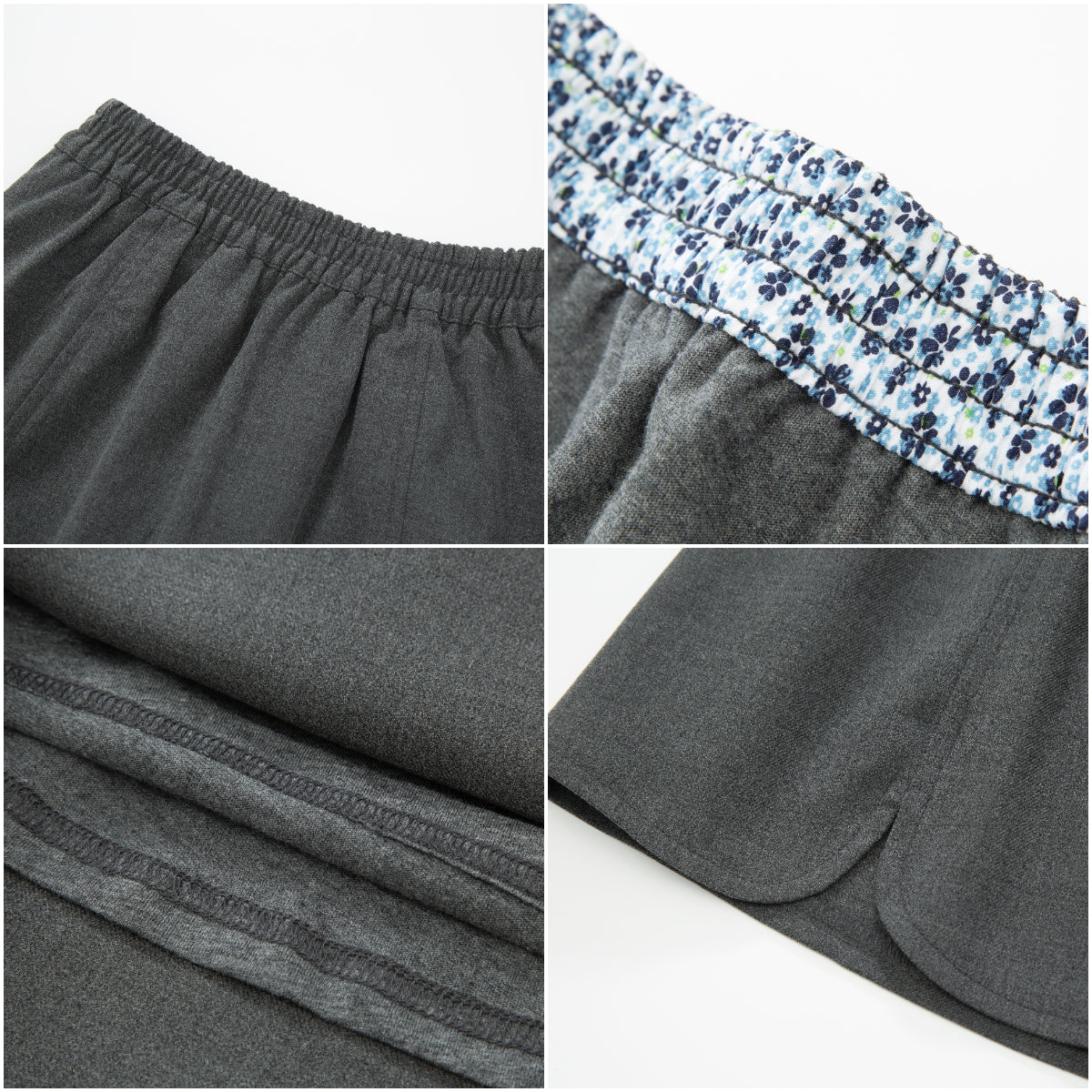 Everanne girls' preppy grey skirt with adjustable waist and built-in shorts, suitable for casual or school wear.