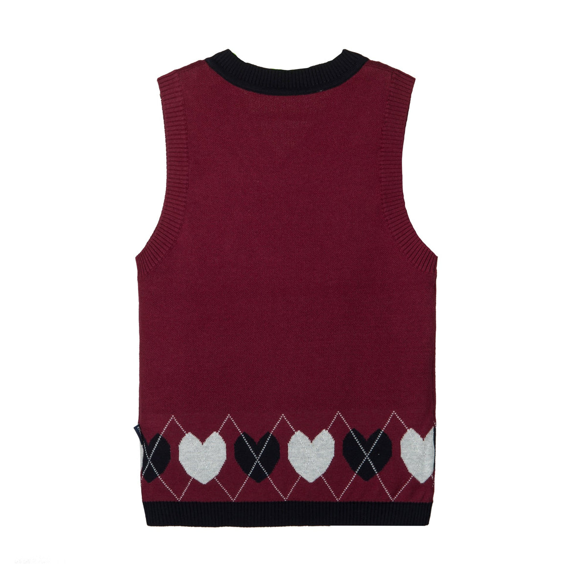 Everanne Toddler Girl Sweater Vest Heart Cute V-Neck Knit Sleeveless Soft Cotton School Outfit red