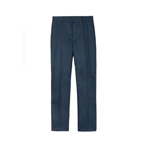 Everanne boys' cotton pants featuring a zipper front, structured seams, slant pockets, and adjustable cuffs.