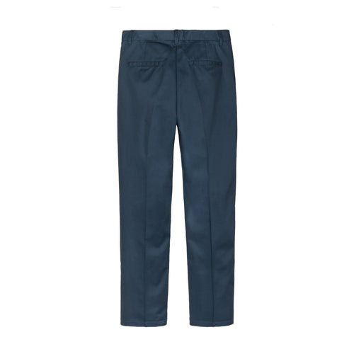 Front view of Everanne boys' cotton trousers showing the structured leg seams and functional front slant pockets.