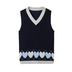Everanne Toddler Girl Sweater Vest Heart Cute V-Neck Knit Sleeveless Soft Cotton School Outfit