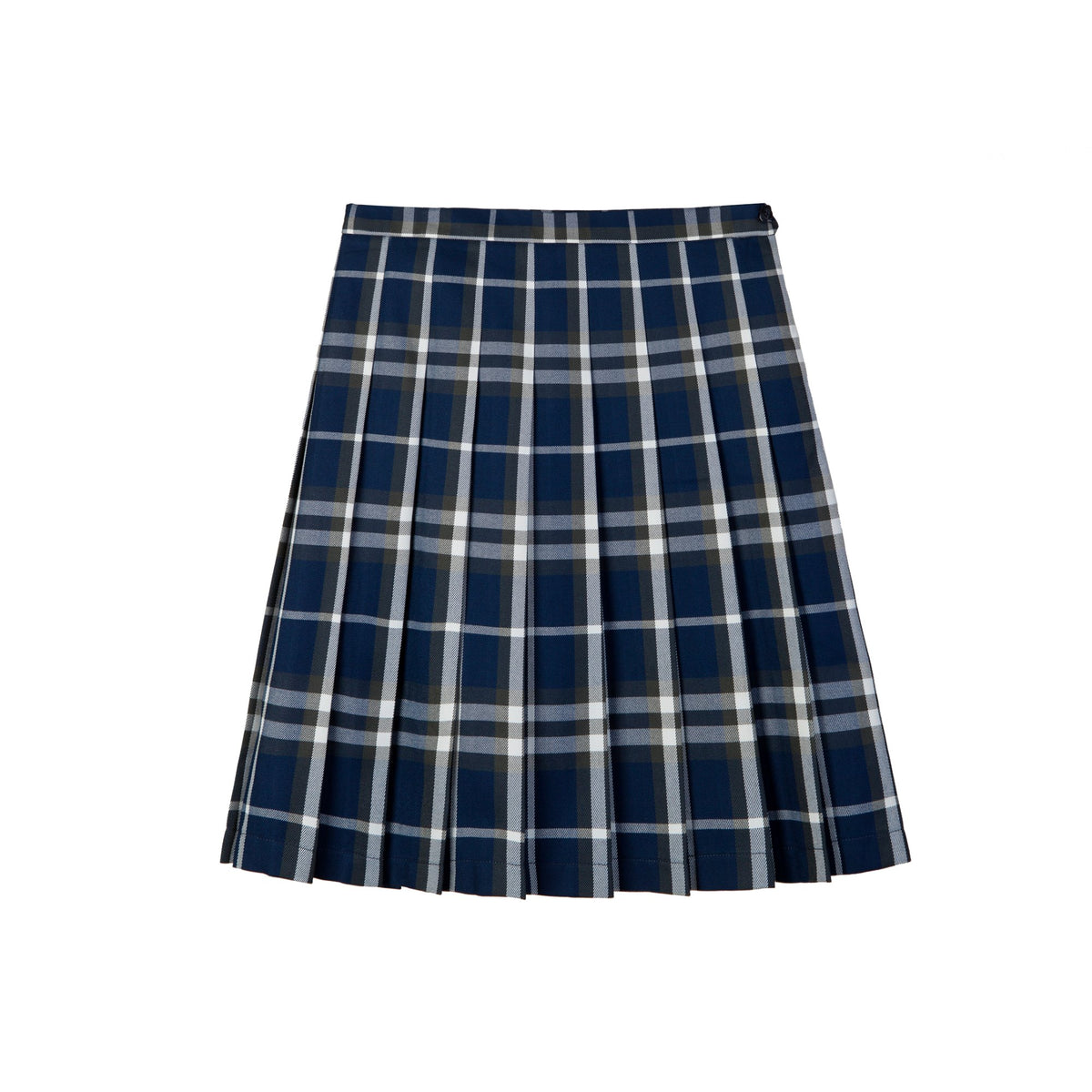 Everanne Girls TR Woven Checkered Pleated Skirt with Dual Waist YKK Zipper Navy & White