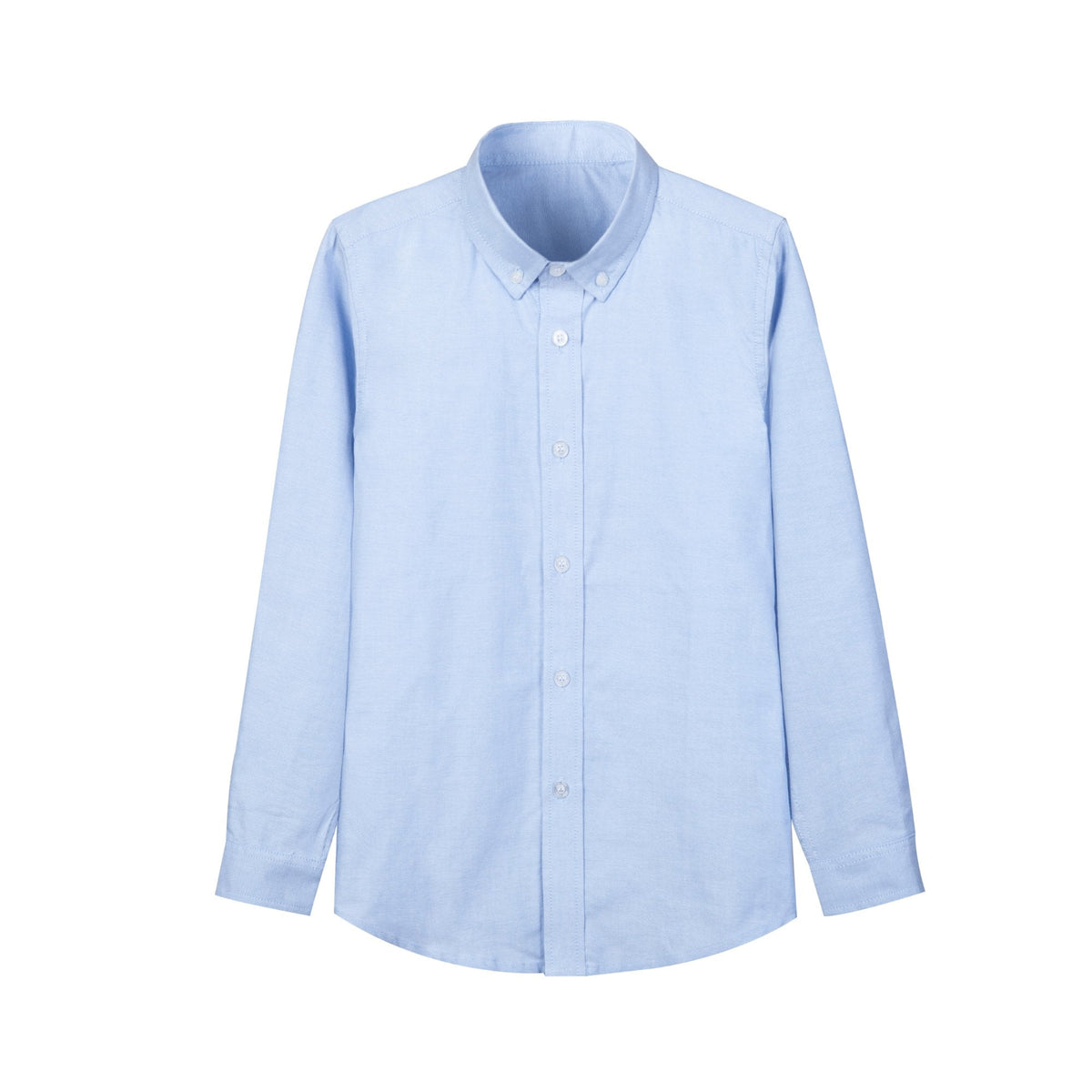 Everanne boys light blue 100% cotton Oxford long sleeve shirt with button-down collar