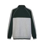 Everanne Youth Sports Zip-Up Jacket with Stand Collar Colorblock Stripes Dark Green & Light Gray