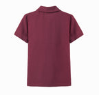 Girls red short-sleeve pique mesh T-shirt with crew neck and bow detail by Everanne, casual top for girls.