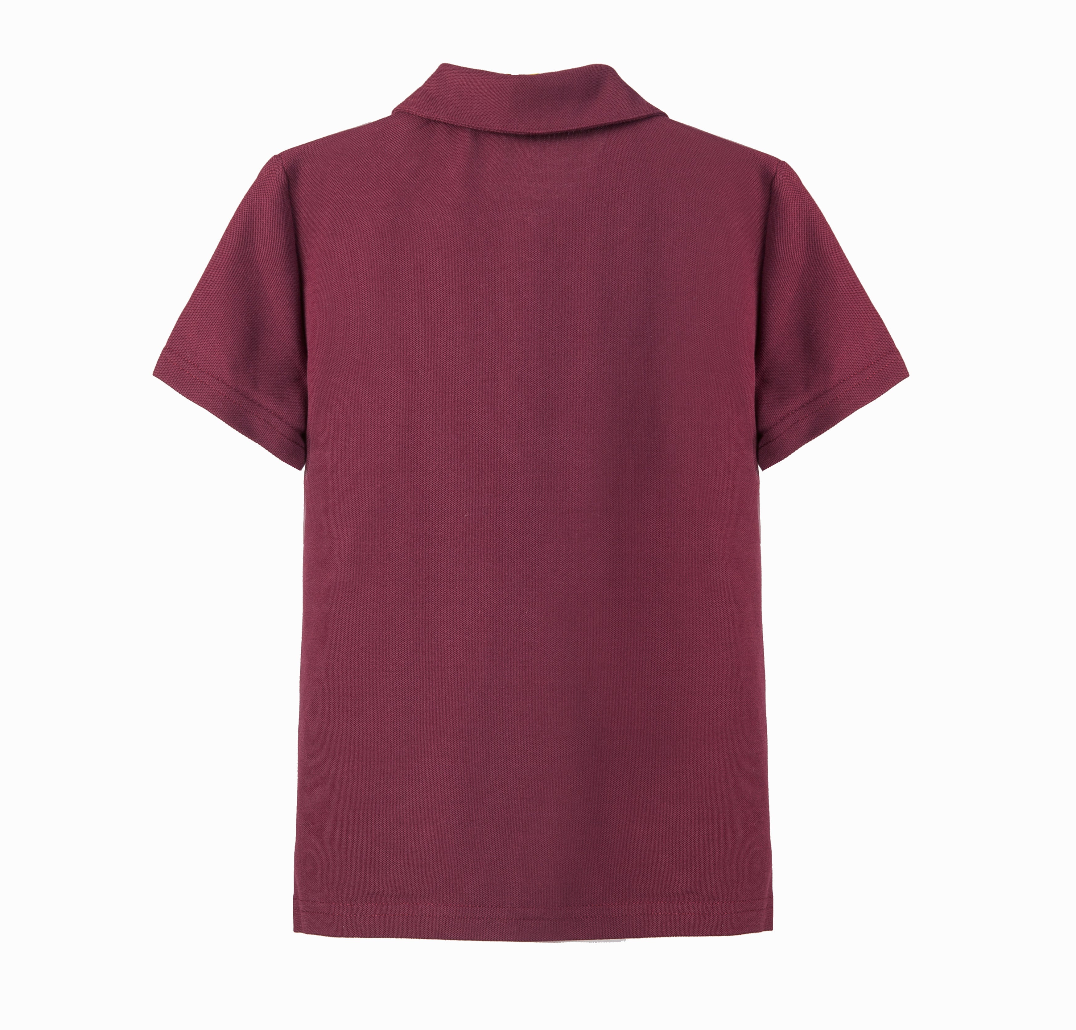 Girls red short-sleeve pique mesh T-shirt with crew neck and bow detail by Everanne, casual top for girls.