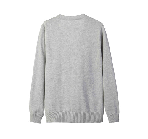 Close-Up of Everanne Diamond Knit Cotton Sweater showing V-Neckline and Button Detail