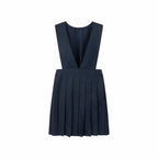 Everanne Girls’ Twill Pleated Dress with Side Zipper Classic Backpack Design Navy
