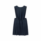 Everanne Girls’ Twill Pleated Dress with Side Zipper Classic Backpack Design Navy