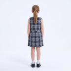 EVERANNE Girls' Plaid School Uniform Jumper Dress with Pleated Skirt Navy