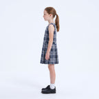 EVERANNE Girls' Plaid School Uniform Jumper Dress with Pleated Skirt Navy