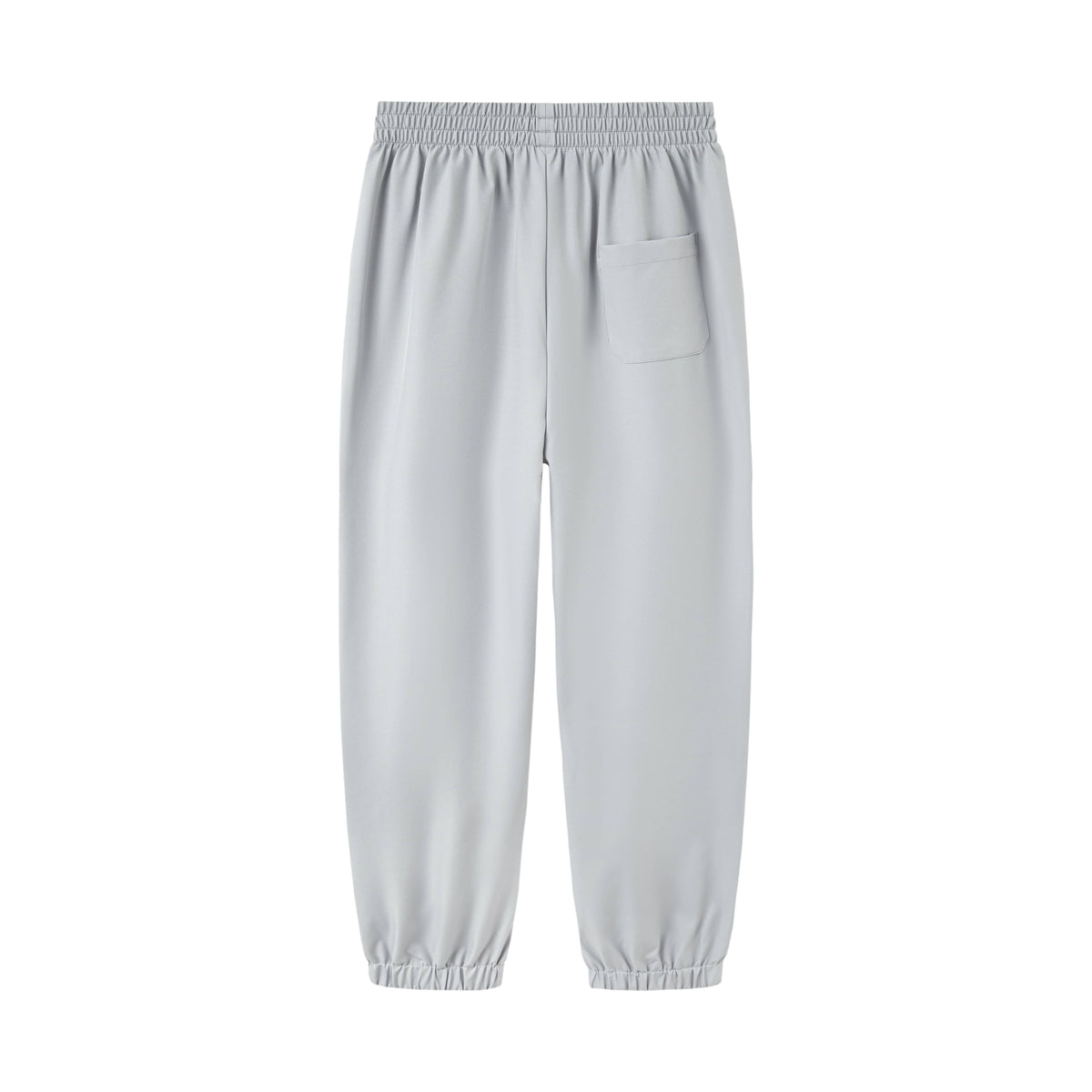 Close-up of the adjustable elastic waistband and flexible ribbed ankles on the Everanne casual unisex joggers.