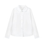 Everanne Girls Stretch Poplin Long Sleeve School Shirt Club Collar