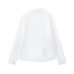 Everanne Girls Stretch Poplin Long Sleeve School Shirt Club Collar