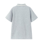 Everanne unisex kids' short sleeve gray polo shirt made of cotton blend piqué mesh, casual and comfortable for children.