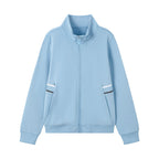 Everanne Unisex Youth Sports Zip-Up Jacket with Stand Collar Ribbing Blue