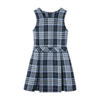 Everanne girls' navy plaid school uniform jumper dress with pleated skirt, featuring classic design and comfortable fit.