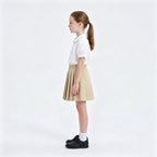Everanne Girls Pleated School Uniform Skirt Elastic Waist Organic Lining Khaki