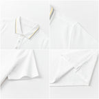 Everanne unisex kids polo shirt in white with short sleeves and piqué mesh cotton blend fabric, casual T-shirt for children.