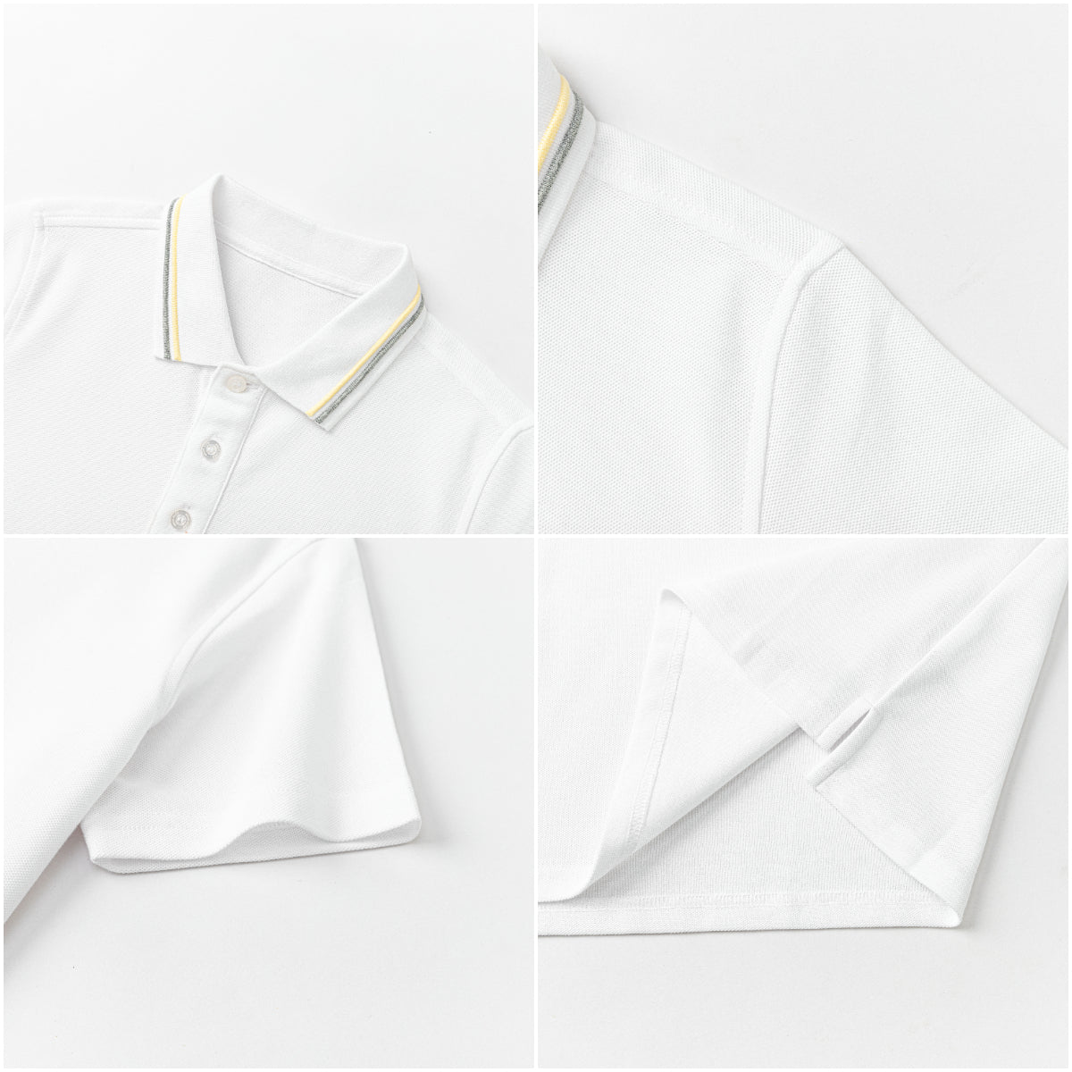 Everanne unisex kids polo shirt in white with short sleeves and piqué mesh cotton blend fabric, casual T-shirt for children.